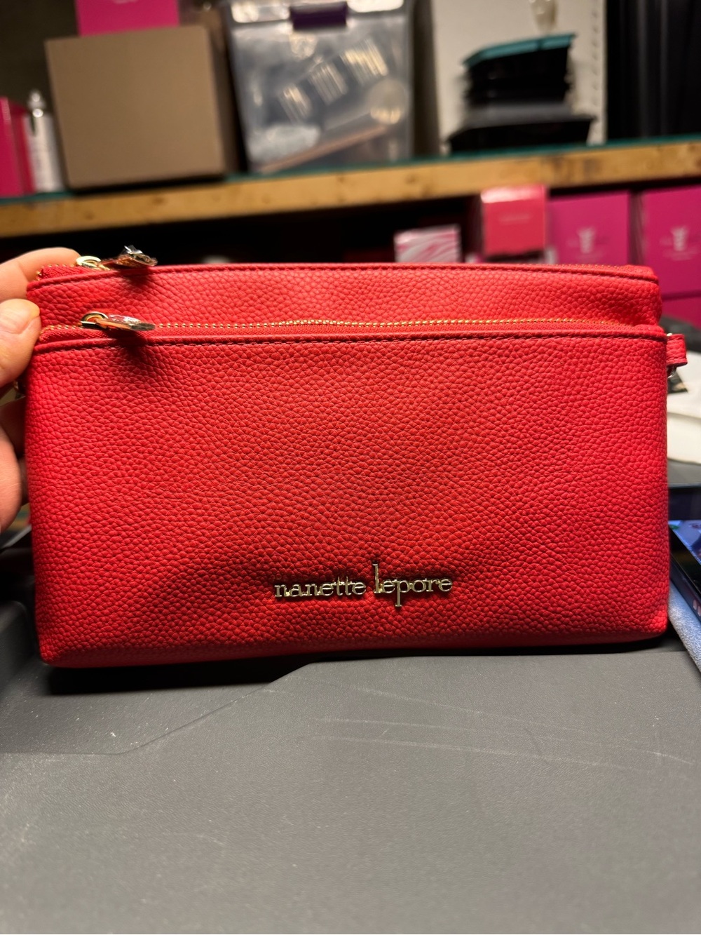 Nanette Lenore Red Pebbled Leather Wristlet Clutch - Stylish Everyday Carry